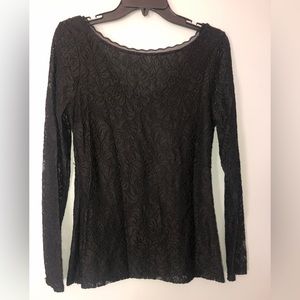 White House Black Market Size Small Black Lace Long Sleeve Shirt